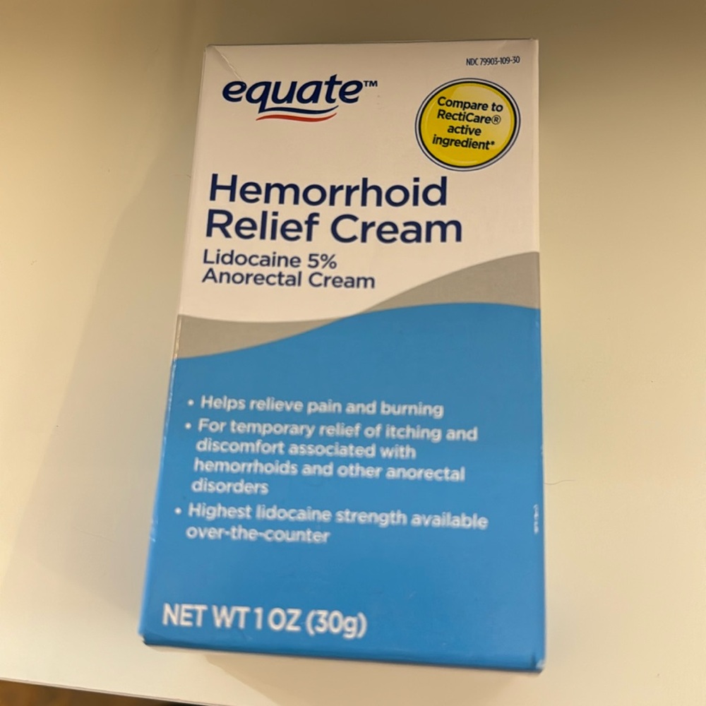 equate Hemorrhoid Relief Cream Lidocaine 5% Anorectal Cream - 30g 1oz
